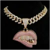 Pendant Necklaces Rhinestone Iced Out Miami Cuban Link Chain Sexy Biting Lips Necklace For Mens Chains Hip Hop Jewelry On The Drop D Dhupk