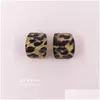 Stud Qumeng Design Vintage Leopard Printed C Shape Acrylic Earrings 2021 Elegant Party Lady Trendy Jewelry Drop Delivery Dhspl