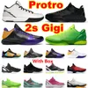 KBS 4S Protro Gigi 2S Basketball Shoes Low Carpe Diem Mambacita Black Gold University Patent Leather Snakeskin Del Sol Undefeateds Sneakers Sports Trainers With Box