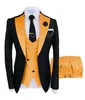 Mäns kostymer blazers mens kostym 3 stycken formell mode fast platt färg tuxedos jacka bröllop brudgum Navy burgundyblazervestpants 230519