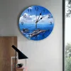 Zegary ścienne Blue Ocean Dolphin Clouds Pvc Zegar nowoczesny design salon dekoracja domowa dekor cyfrowy