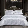 Ensembles de literie 4 pièces/ensemble Jacquard housse de couette ensemble de Style européen Textile de maison confort taies d'oreiller chambre linge de lit luxe bleu
