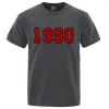 1990 Personality Street City Letter T-shirt da uomo Camicia in cotone moda T-shirt traspirante estiva allentata