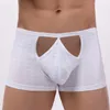 Underbyxor män underkläder boxare shorts sexig utbuktning penis påse manliga trosor slip mesh ihåliga gay boxershorts jockstrap