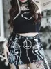 Jupes Goth Dark Skull Graphic Mall Gothique Esthétique Mini Grunge Punk Low Raise Emo Sexy Skinny Jupe Zip Up Fashion Alt Vêtements 230519