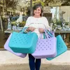 Bolsa de praia grande verão EVA Basket Basket Sacts Women Silicon Beach Tote com buracos bolsas respiráveis ​​Compras de armazenamento cesto 230516