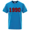 1990 Personality Street City Letter T Shirts Men Fashion Cotton Shirt Loose Summer Respirável Tee Clothing
