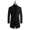 Men's Trench Coats Korean Style Men Coat Lapel Buttons Woolen Casual Overcoat Jackets Warm Long Outwear Spring Windbreaker