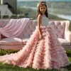 Mädchen Kleider Rosa Prinzessin Blume Spitze Applikationen Sweep Zug Perlen Ballkleid Kinder Geburtstag Party Für Hochzeit Kleid