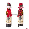 クリスマスの装飾ワインボトルの装飾スカーフと帽子の2番目の赤いボトルクリスマスキッチンテーブル飾り飾りホームガーデンFES DHS4Z