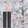 Baguettes Japonais Ambre Sakura Nourriture Antidérapant Résistant Aux Hautes Températures Sushi Bâtons Vaisselle Cuisine Gadgets Drop Delivery Accueil G Dhclu