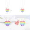 Collares pendientes 2 Unids / set Costura de Lentejuelas Arco Iris Corazón Roto Amigos Collar Cadena Bff Amistad Joyería Regalos Para Niños Drop D Dhgq8