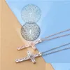 Anhänger Halsketten Kristall Kreuz Projektion Halskette Christian Jesus Einzelne Schrift Frauen Männer Choker Schmuck Drop Lieferung Anhänger Dhvqg