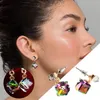 Pendientes de aro, colgante de cubo, pendiente de gota para mujer con piedras, colgante de Color verde claro, regalo de joyería