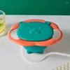 Cuencos para entrenamiento de bebés, cuenco sin verter con tapa, giratorio de 360 grados para niños de 3 meses, vajilla para bebés a prueba de derrames