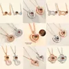 Trendy new Woman Heart Projection Necklace Languages Love You Necklace Stainless Steel Chain Wedding Jewelry Best Bless