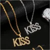 Anhänger Halsketten Exquisite glänzende Buchstaben K I S Intarsien Kristall Zirkon Persönlichkeit Männer und Frauen Rapper Hiphop Halskette Jewelrypendan Dhb9P