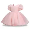 Mädchen Kleider Weiß Kuchen Schichten Kinder Ziehen Ärmel Elegante Party Hochzeit Geburtstag Tutu Prinzessin Vestidos Kinder Sommer Kleidung 230518