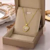 Simple Love Opal 18K Gold Plated Heart Pendant Necklace Stainless Steel Neck Chain Necklaces Aesthetic Women's Jewelry Wholesale