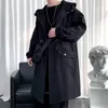 Männer Trenchcoats Mantel Mode Mantel Männer Windjacke Solide Mittellanger Reißverschluss Britischer Stil Oberbekleidung Mit Taschen Männlich Schwarz/Khaki Q20