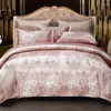 Sängkläder sätter Satin Jacquard Beding Set Luxury Printing Textil Däcke Cover King Size Double Bed Bedge Breads Sheets and Pudow Pacases