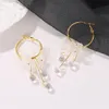 Korean White Acrylic Flower Handmade Earrings Women Fashion Long Hanging Earrings Crystal Female Wedding Earring Party Jewelry