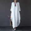 Basis Casual jurken Zomer herfst Big Size jurken vrouwen 4xl 5xl losse lange vintage jurk boho shirt jurk maxi robe mode vrouwelijke witte jurk 230519