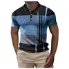 Męskie Polos's Golf Polo Shirts Geometria Turndown Outdoor Street Krótkie rękawowe przycisk Druk Odzież 230519