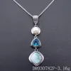 Pendant Necklaces Trendy Natural Larimar 925 Sterling Silver Antique Design Blue Topaz Genuine Stone Pearl Charm for Women Gift Necklace 230519