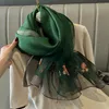 Sarongs Fsahion Spring Silk Shawls Scarf for Lady Large Floral Printed Beach Stoles Foulard Female Hijab Thin Bufanda Scarves 230519