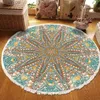 Retro Bohemian Round Carpet Hand Woven Cotton Linen Carpet Rug Bedside Rug INS Nordic Floor Mat Living Room Carpet Home Decor T230519