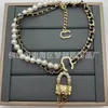 Luxury Jewelry Sets Double Layered Leather Pearl Bag Necklace and Earrings Women's Necklace