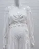 Moderskapsklänningar Boho Lace Po Shoot Long Dress Pograpy Outfit Set 2 i 1 Graviditet för pografi 230519