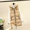 Women's Vests NICE Plus Size 3XL Hooded Vest Coat Women Down Cotton Long Mid-Length Detachable Hat Jacket