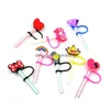 Drinking Straws Sile Sts Toppers Cute Reusable Splash Proof Plug Ers Party Juice Wine Recognizer Drop Delivery Home Garden Kitchen D Dhuws