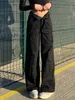 Damen Zweiteilige Hose Weekeep Low Rise Schwarze Jeans Baggy Pocket Patchwork Straight Cargo Harajuku Streetwear Denim Hose Mode s 230519