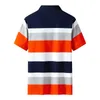 Mens Polos Casual Summer Short Sleeve Striped White Black Polo Shirt Brand Fashion Clothes for Oversize 4XL 230518