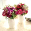 Dekorative Blumen, Kränze, Brautstrauß, Hochzeit, Weihnachtsdekoration, 9 Köpfe, Seiden-Lotusrosen für Zuhause, Vase, dekorativer Blumentopf, künstlich