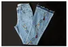 Jeans LOGAMI Blumenstickerei Jeans Frau Frauen Vintage Damen Jeans bestickte Schlaghosen