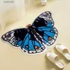 3D Butterfly Shape Carpet Sala de estar Anti-deslizamento Mat de tapete de tapete de banheira Tapetes de bordado azul de bordado de borboleta Tapetes de borboleta Decoração de casa T230519