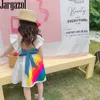 Flickas klänningar jargazol sommar mode barnklänningar för flickor ranbow bow rygglös prinsessklänning små flickor klänningar vestidos festkläder 230519