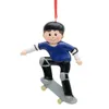 Maxora skate menino personalizado poliresina brilhante pintura à mão enfeite de árvore de natal para decoração de casa presente de natal personalizado