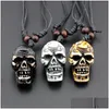 Pendentif Colliers Hommes Femmes Imitation Yak Os Sculpture Horreur Diable Skl Halloween Collier Amet Cadeau Mn600Pendant Drop Delivery Juif Dhx3U