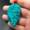 Anhänger Halsketten Blauer Edelstein Quan Yin Chinesisches Feng Shui Amulett für Gesundheit Reichtum Halskette Guan Stabilisiert Türkis Avalokitesvara