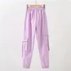 Gymkläder Summer Candy Pink Two Piece Set Women Matching Top and Pants Female Jogger Outfit Crop Joggers #08