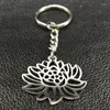 Keychains Fashion Lotus rostfritt stål för kvinnor Silver Color Flower of Life Keyring Jewelry Porte Clef K774S06S07