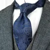 Papillon paisley blu navy azzurro bianco cravatte da uomo in seta jacquard intrecciata all'ingrosso business formale casual