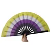 Rainbow Large Folding-fans LGBT Kleurrijke handheld fan voor vrouwen Men Men Pride Party Decoration Music Festival Events Dance Rave Supplies SN777