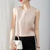 Women's Blouses Stylish Sleeveless Silk Tops Fashion Summer Woman Elegant Satin Shirts And 2023 V Neck White Vest Blusas 26870