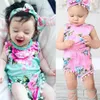 Conjuntos de roupas atacado verão adorável bebê menina roupas floral borla macacão bandana 2 pçs roupa sunsuit conjuntos
